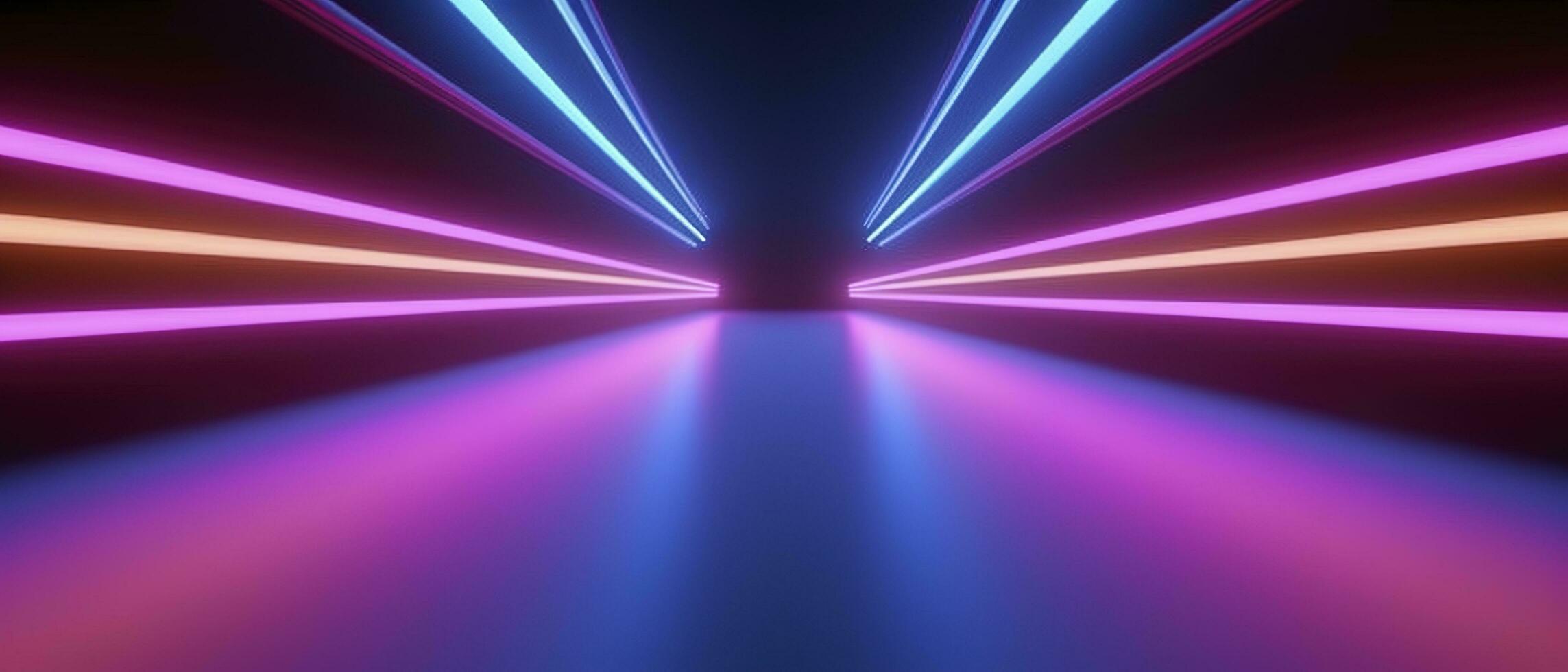 3d rendering, rounded pink blue neon lines, glowing in the dark. Abstract minimalist geometric background. Ultraviolet spectrum. Cyber space. Futuristic wallpaper, generate ai photo