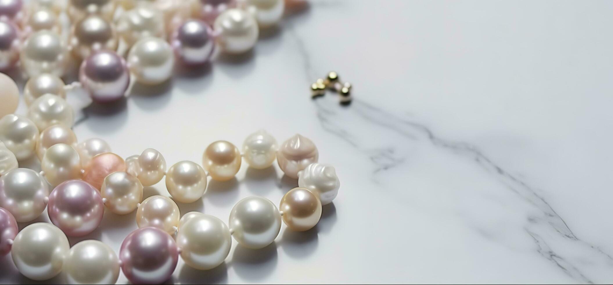 Pearls background. Pearls on marble background, generate ai photo