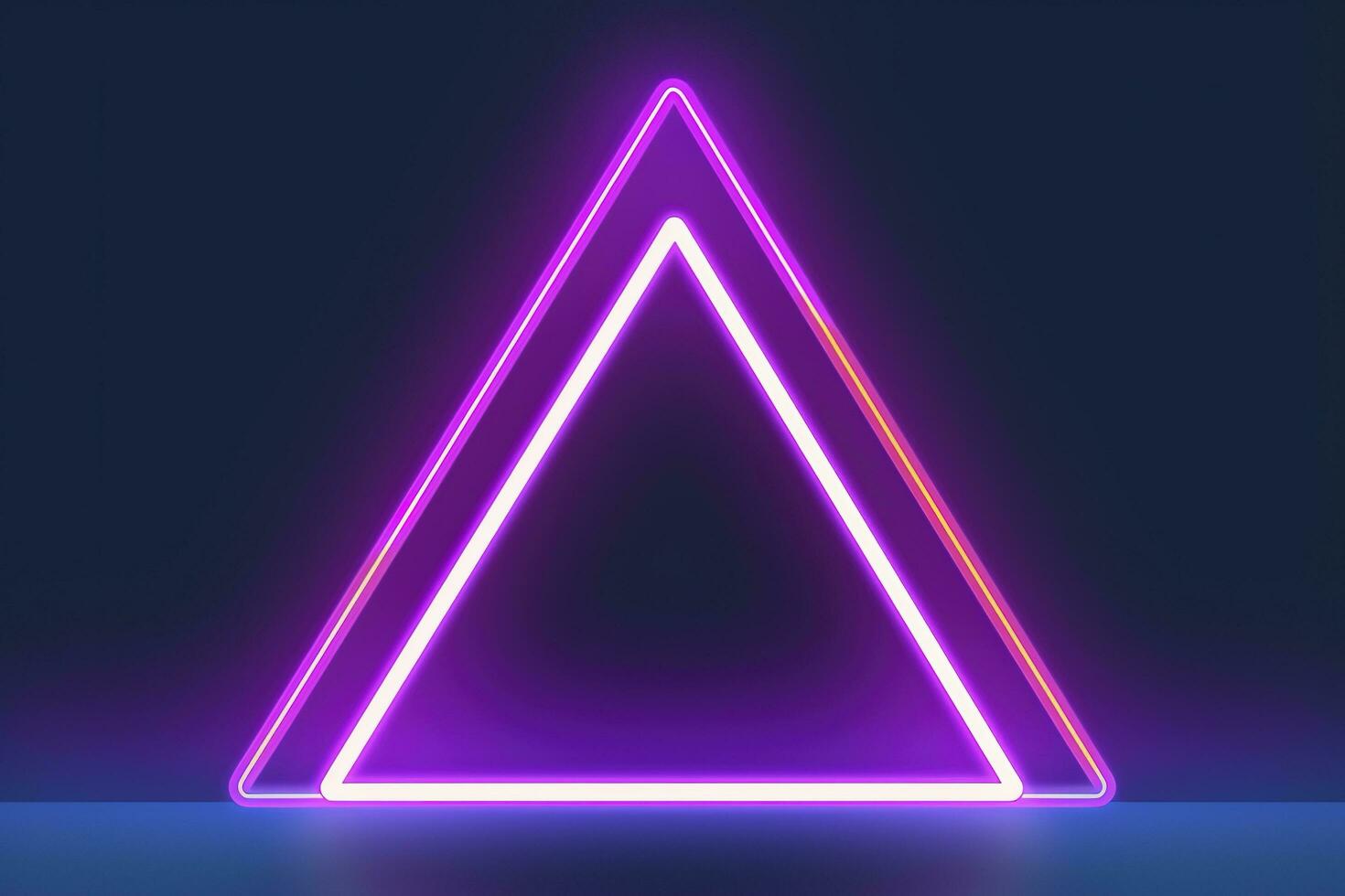 3d render, abstract fantasy background. Unique futuristic wallpaper with a triangular geometric shape glowing with pink red neon light, colorful, generate ai photo
