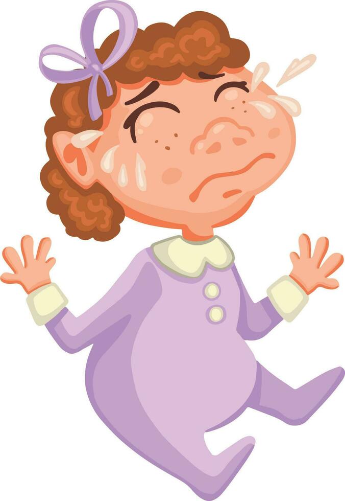 Little Kid crying, baby roaring vector