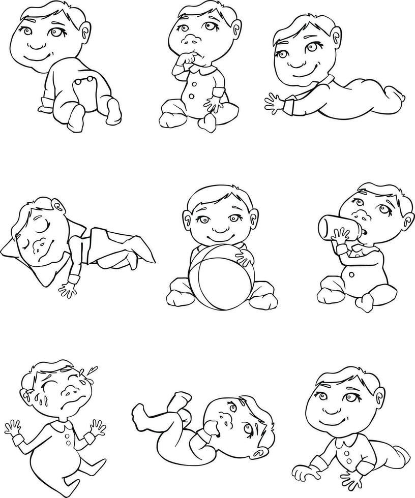 Set of baby emotions and movements vector