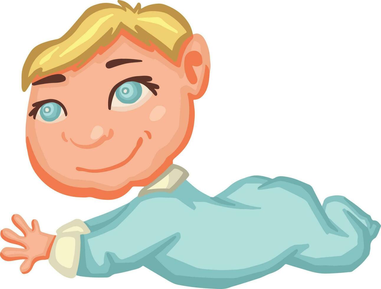 Little Kid rolled over on his stomach, baby vector