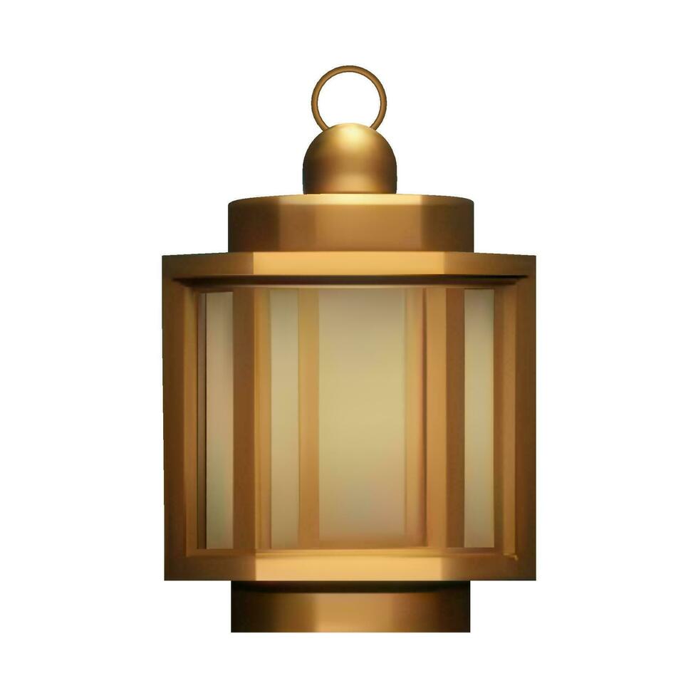 Golden Islamic Lantern Isolated. Vector Illustration EPS10