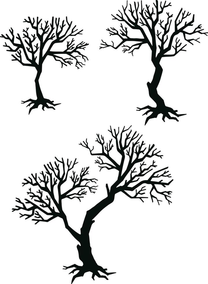 Set of silhouettes of trees, forest , park. High quality illustration vector