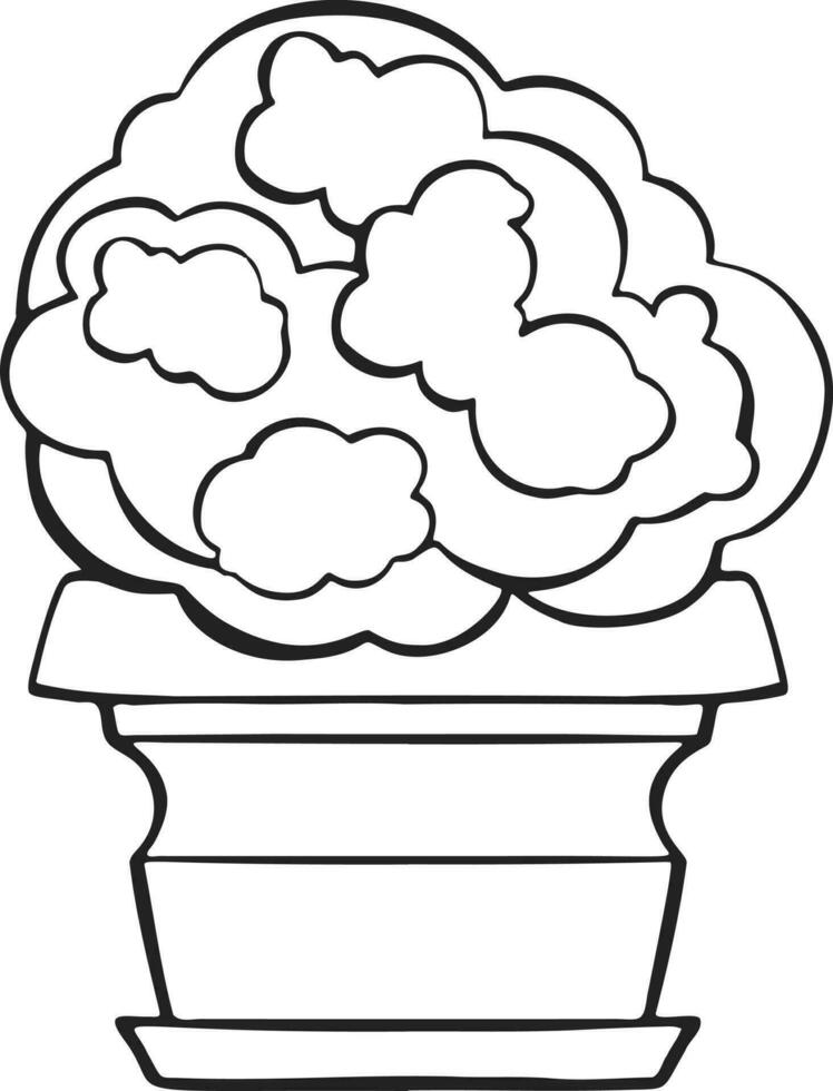 flower in a pot, lawn, illustration made by hand. High quality illustration vector