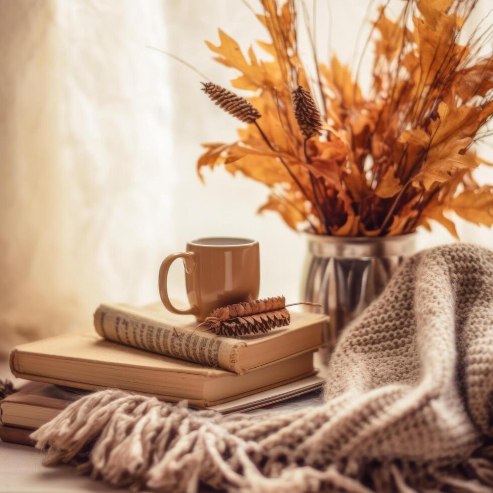 Autumn Fall leaves background. Illustration photo