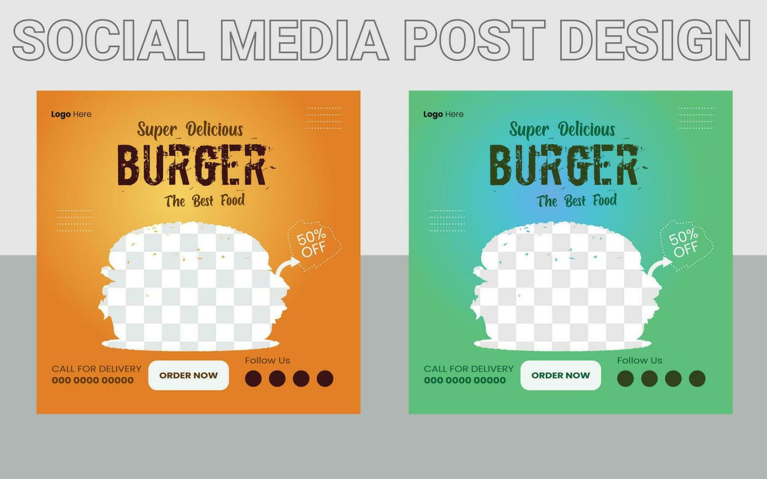 Save Download Preview social media post template for food menu promotion banner frame. food menu banner social media post. Editable social media templates for promotions on the Food menu. vector