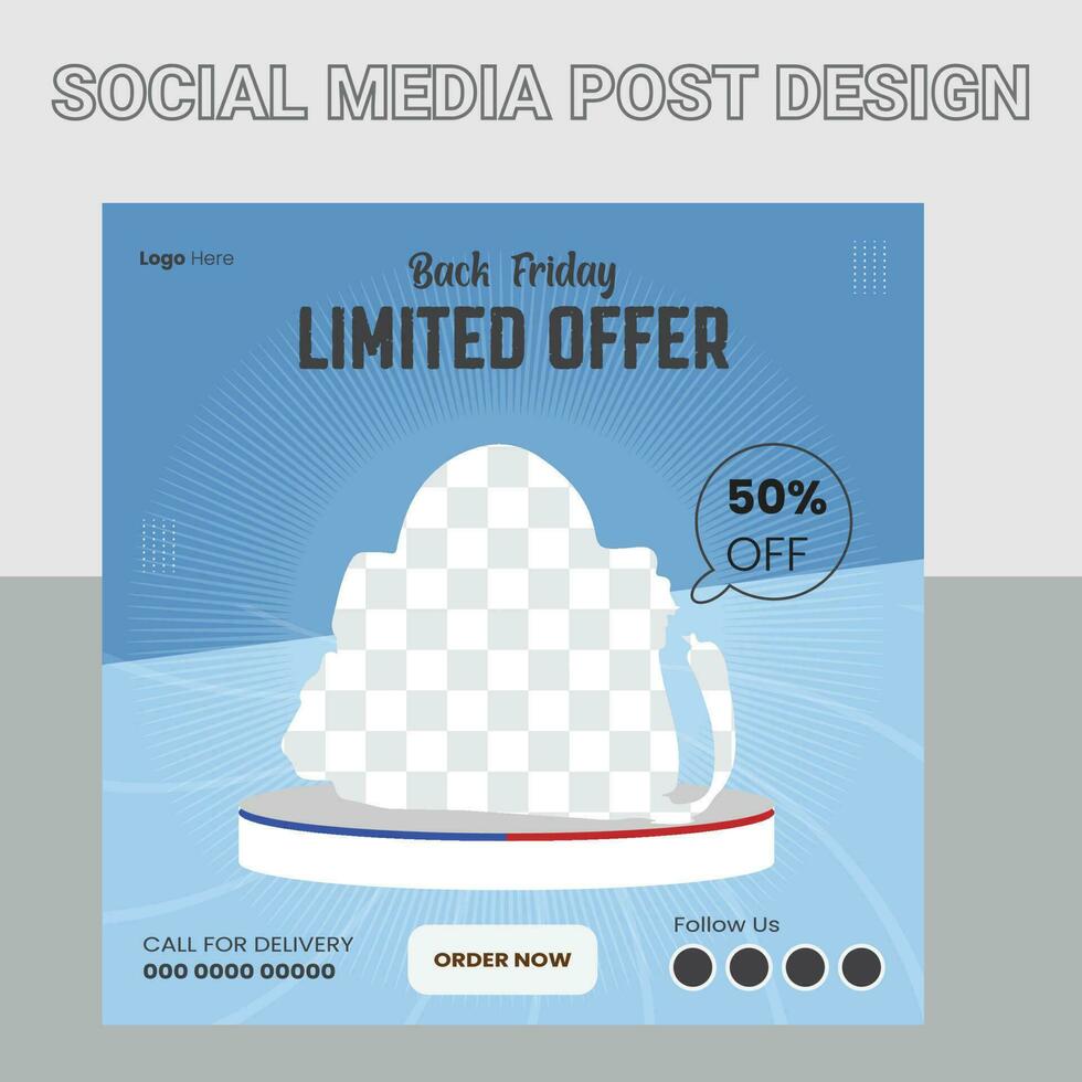 Save Download Preview social media post template for food menu promotion banner frame. food menu banner social media post. Editable social media templates for promotions on the Food menu. vector