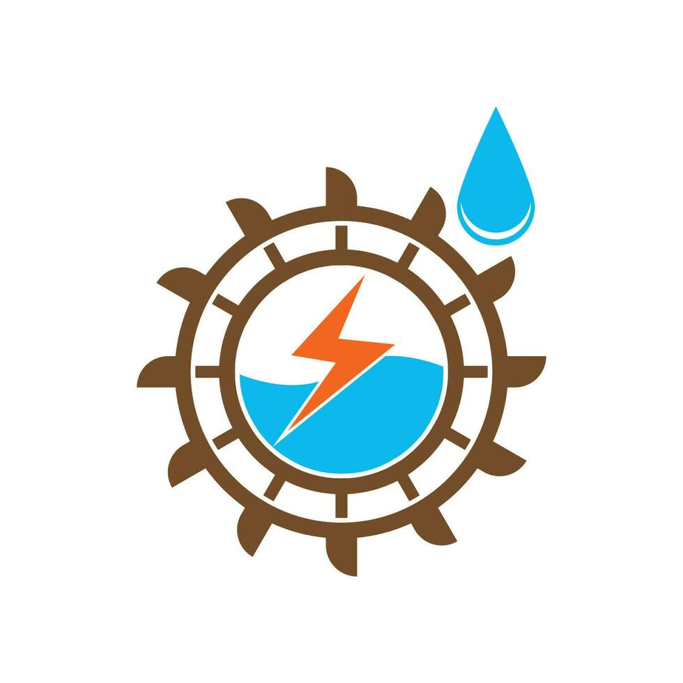 rueda de agua icono, logotipo ilustración diseño modelo. vector