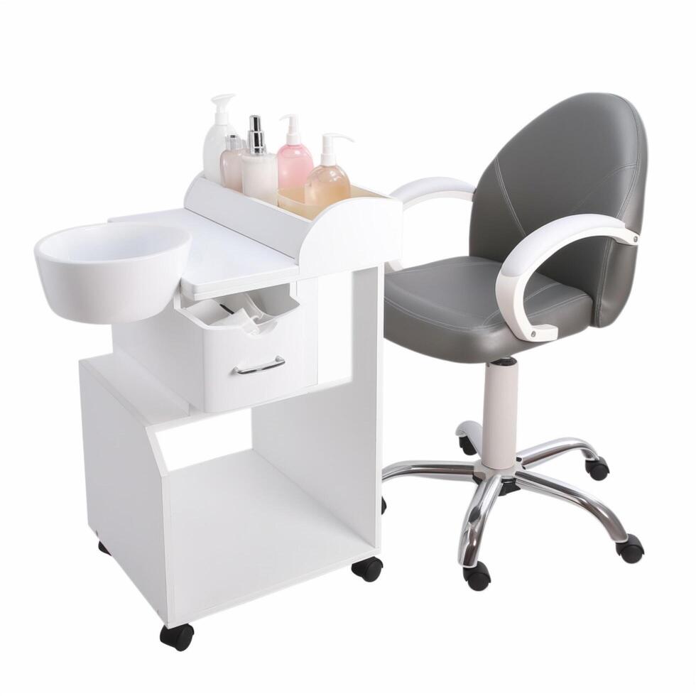 Cosmetic table for nail care women saloon photo