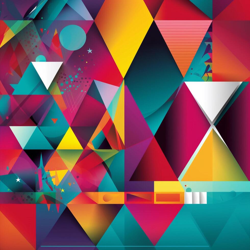 Creative geomatric multi coloured bright background photo