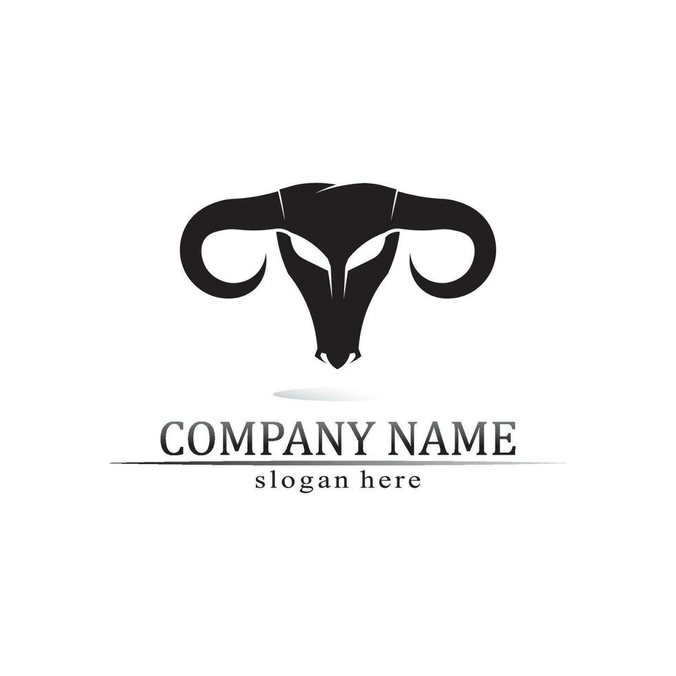 Bull horn and buffalo logo and symbols template icons app vector