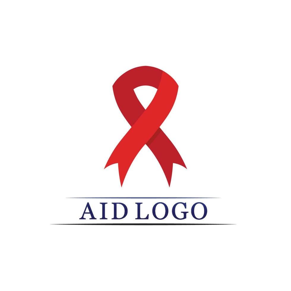 aids ribbon logo and world aids day vector design