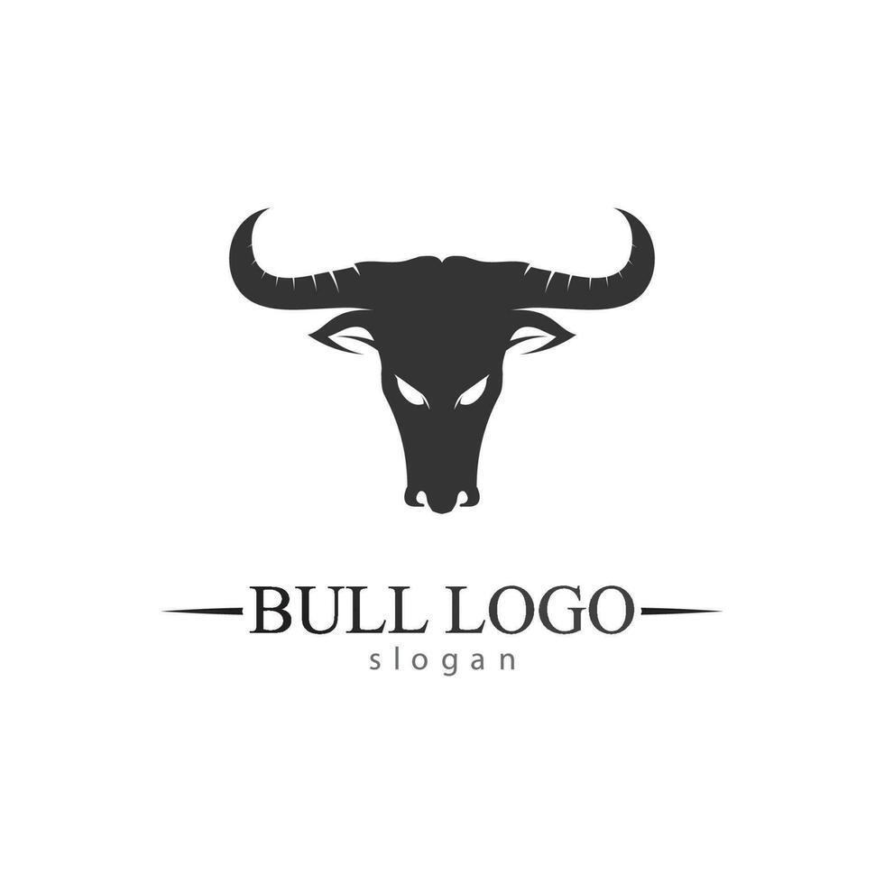 Bull horn and buffalo logo and symbols template icons app vector