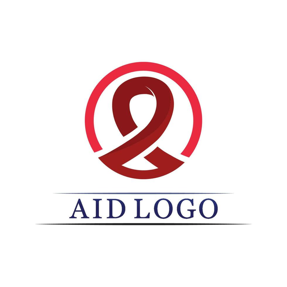 aids ribbon logo and world aids day vector design