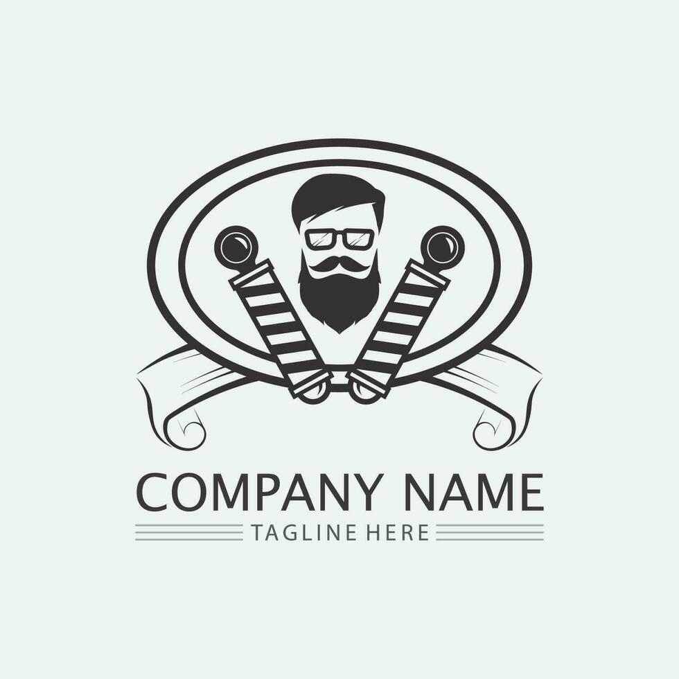 Vintage barbershop logo and design emblems labels, badges, logos background illustration vector