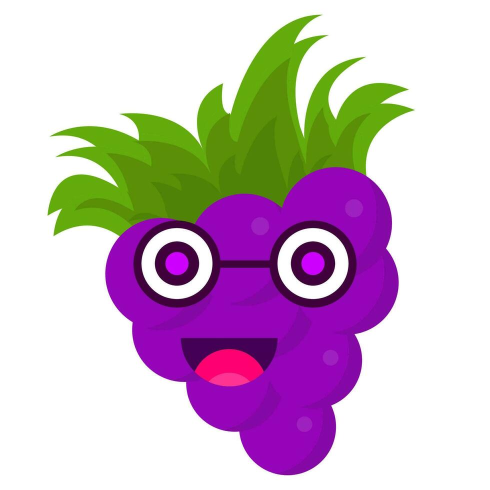 cute grape emoticon characters vector