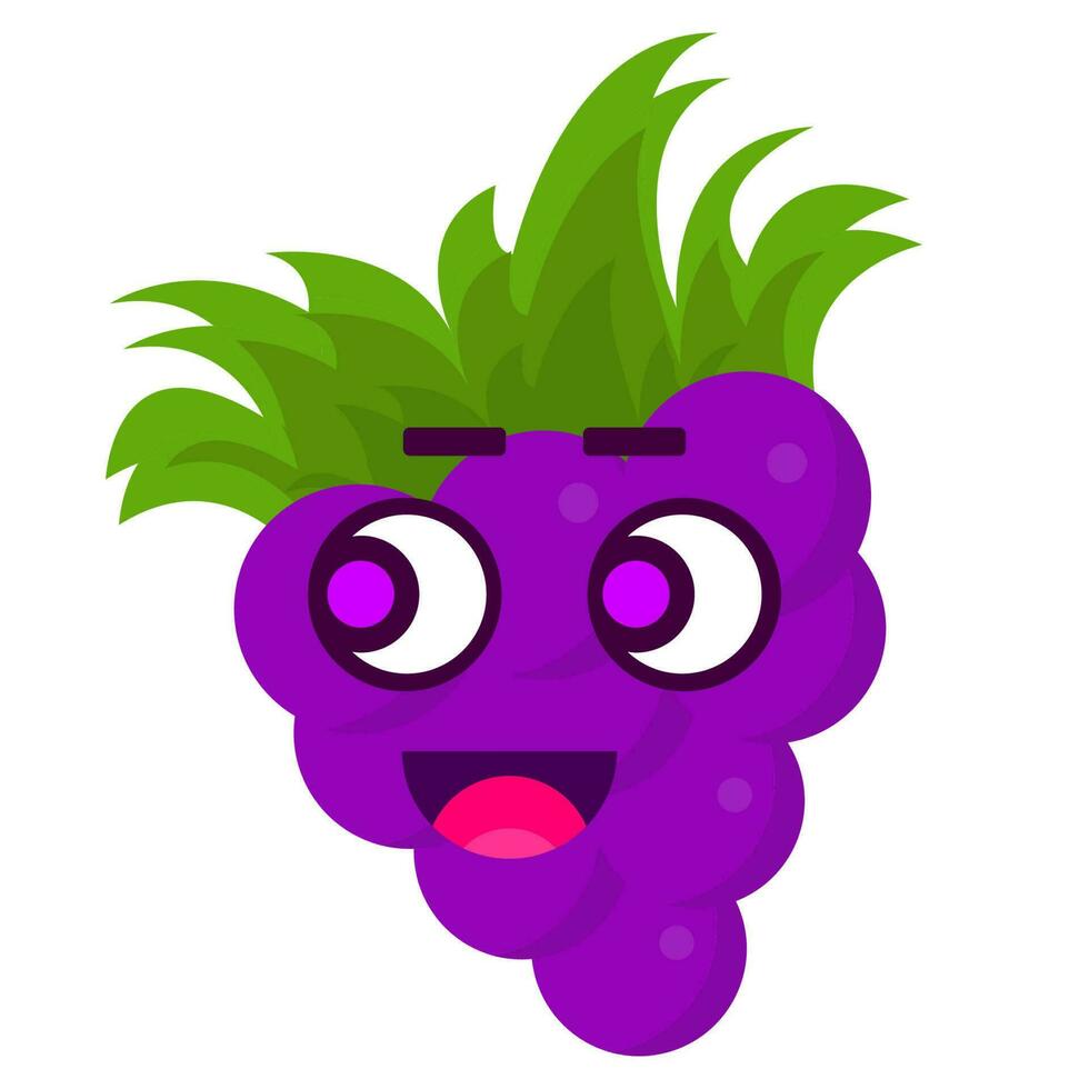 cute grape emoticon characters vector