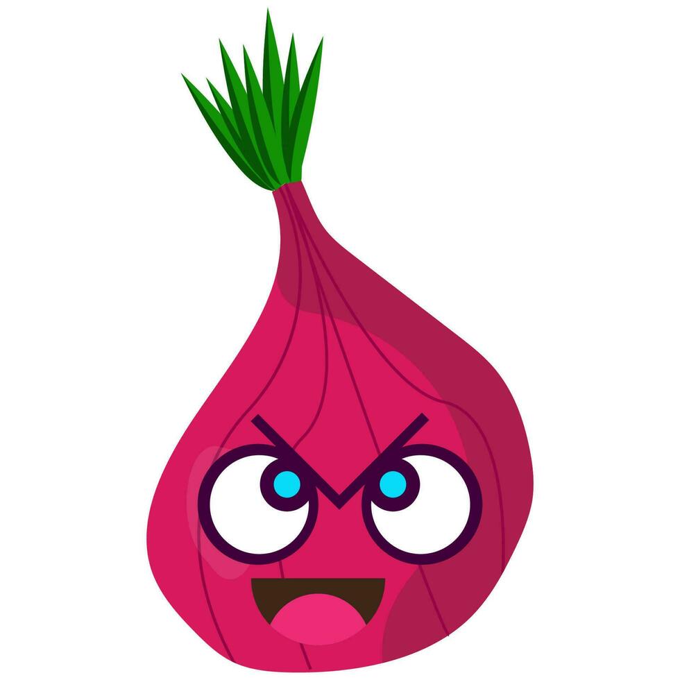 onion with cute emotions flat illustration vector