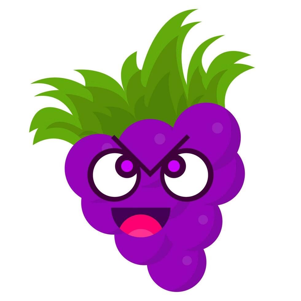 cute grape emoticon characters vector