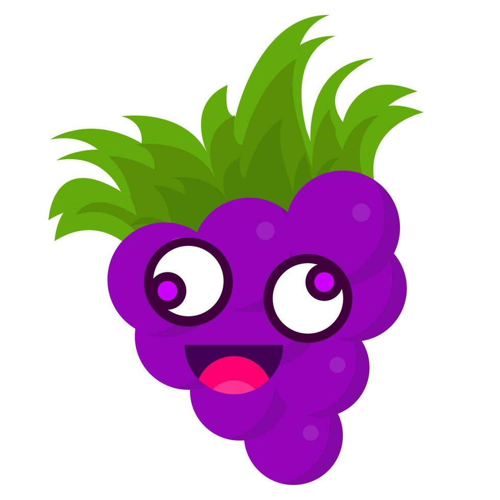 cute grape emoticon characters vector