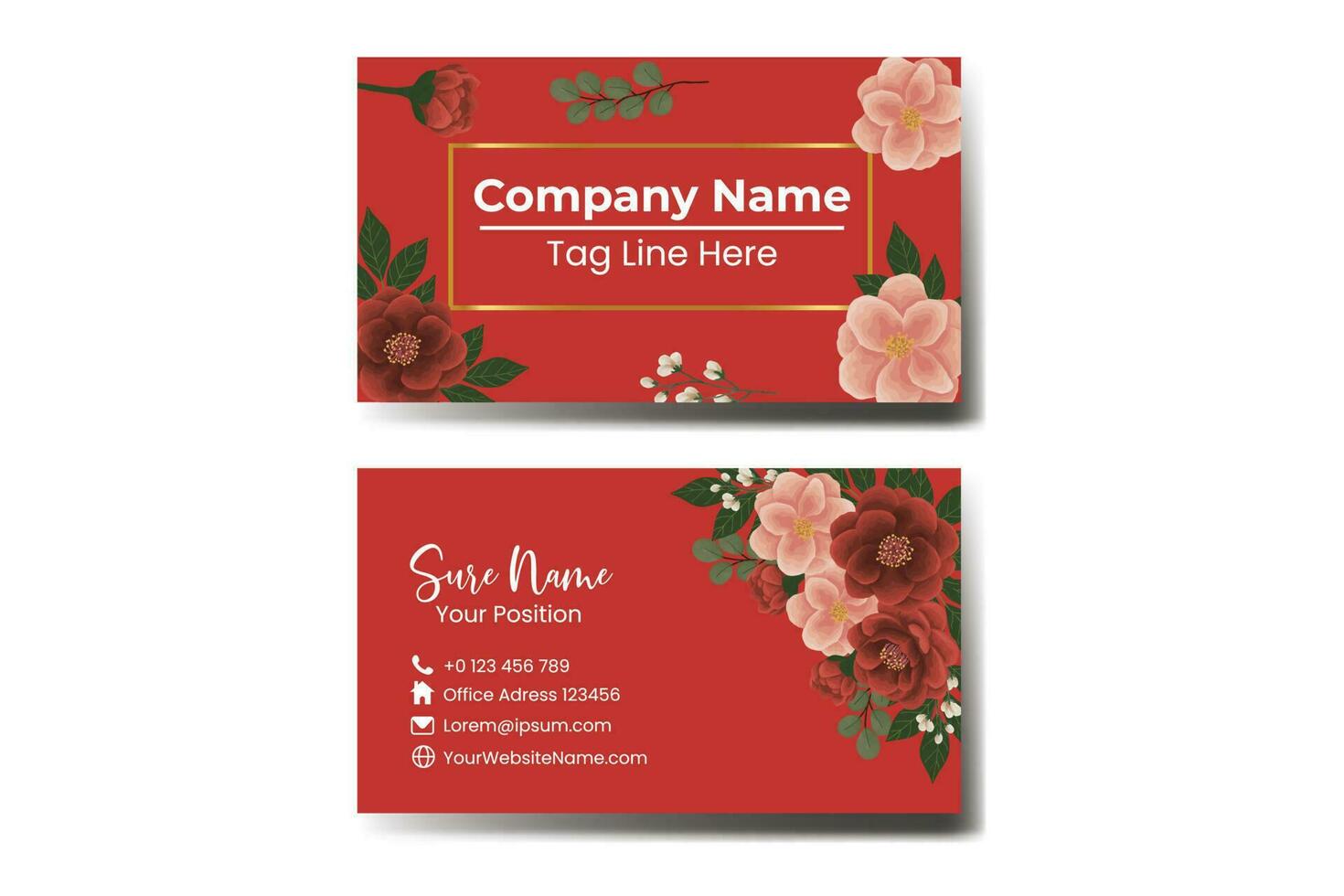 Business Card Template Camellia Flower vector