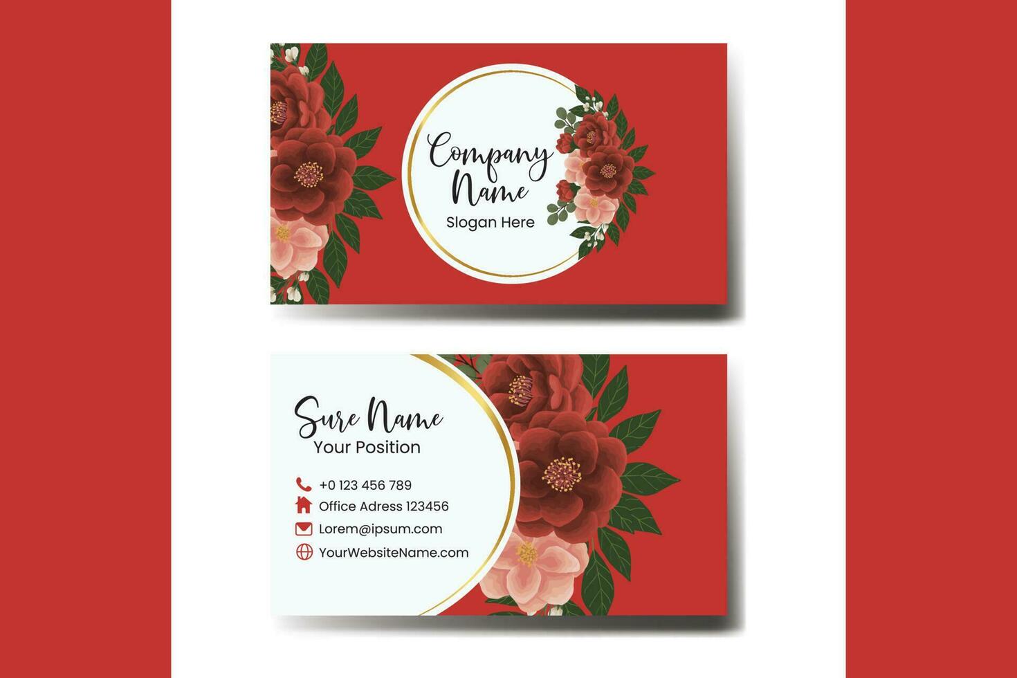 Business Card Template Camellia Flower vector