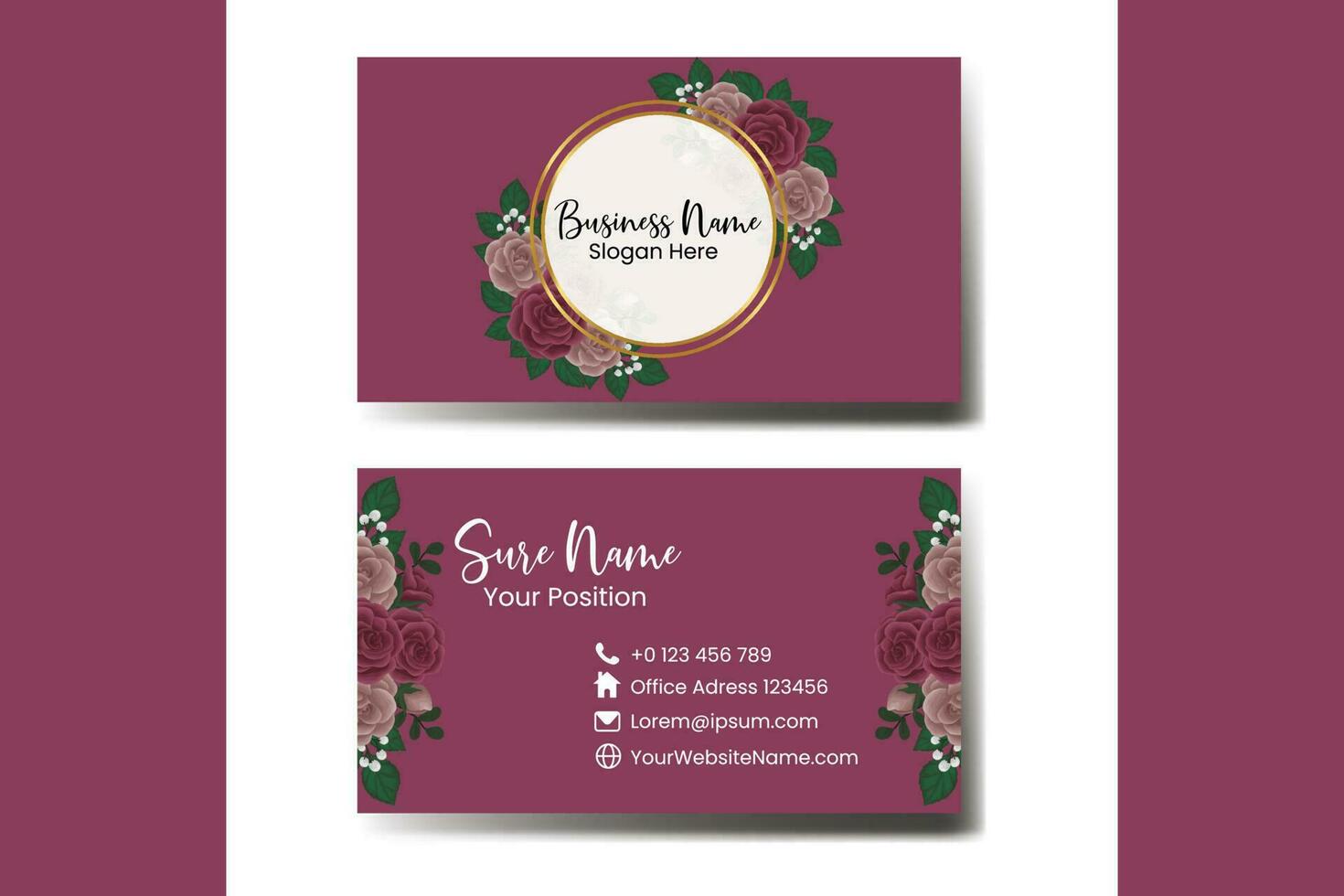 Modern creative business card and name card with Flower vector