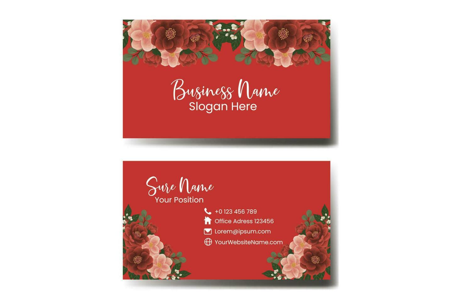 Business Card Template Camellia Flower vector