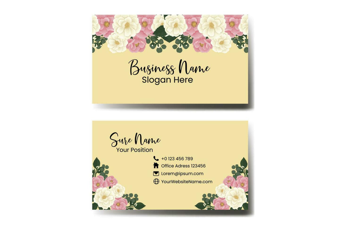 Business Card Template Mini Rose Flower vector