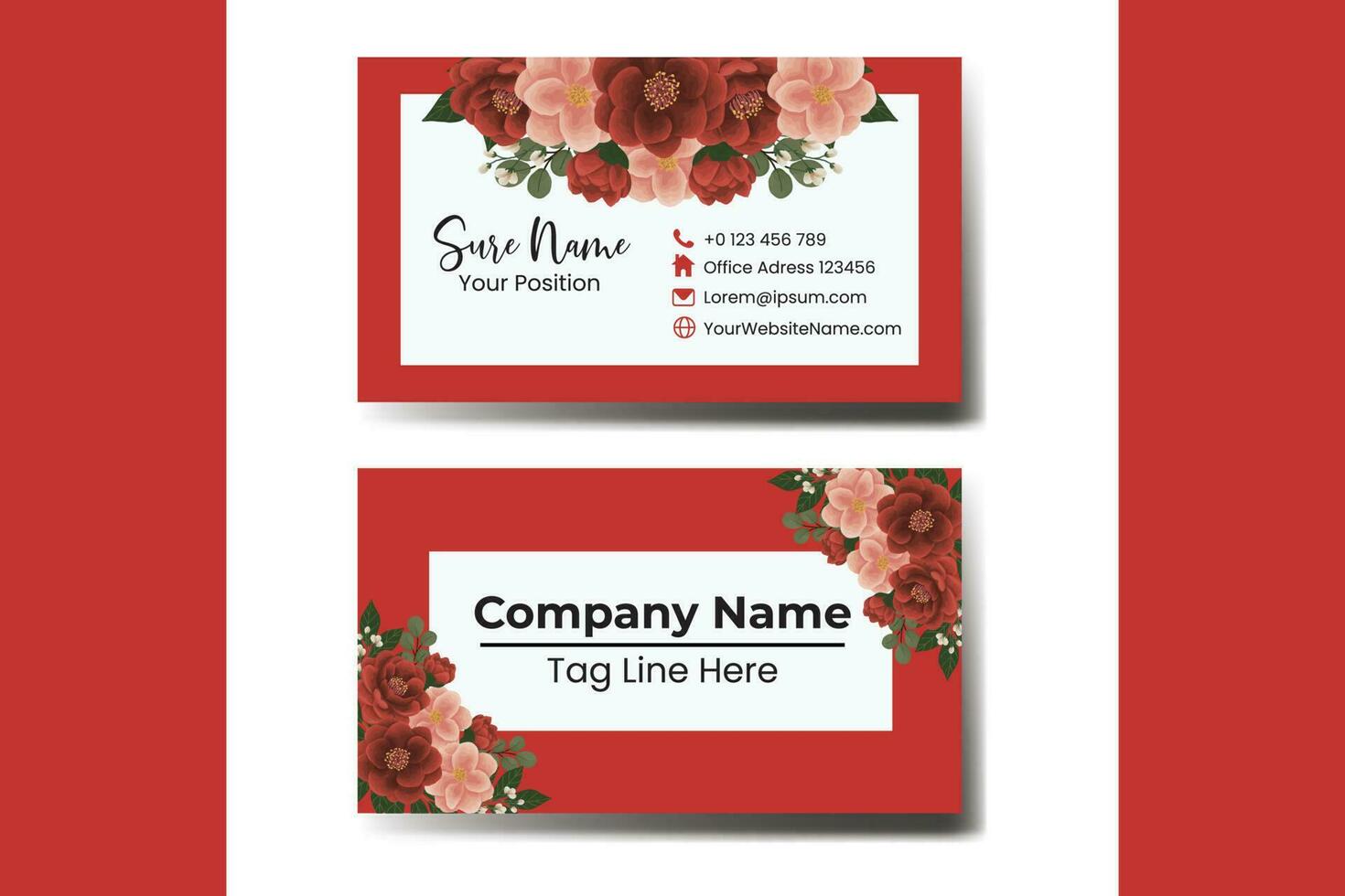 Business Card Template Camellia Flower vector