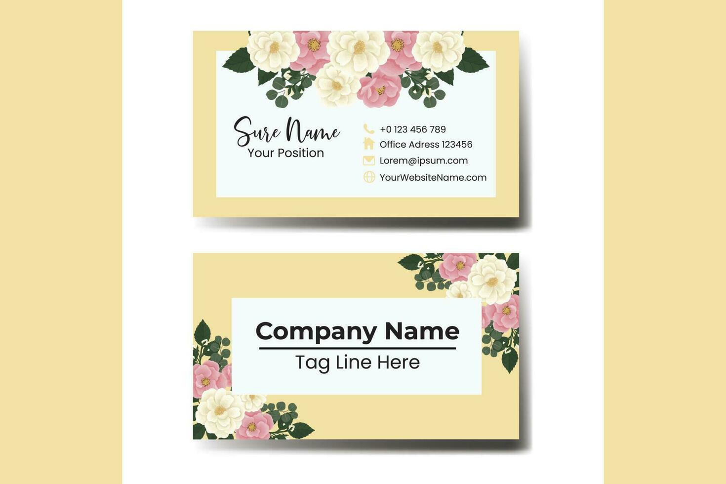 Business Card Template Mini Rose Flower vector