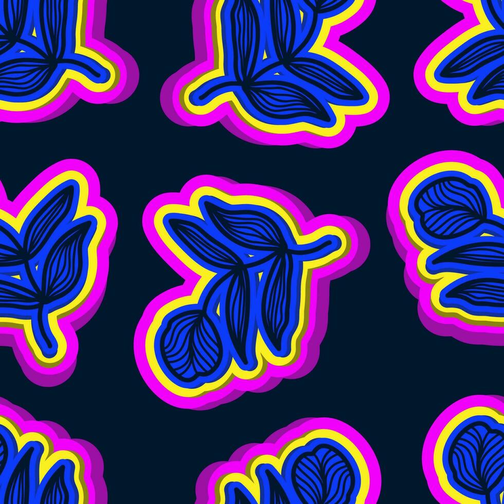 Seamless Floral Pattern in Retro 90s Style. Cute Botanical Contemporary Pattern. Trendy and Groovy Graphics for Fashion, Wallpaper, Wrapping Paper, Background, Print, Fabric, Textile and Apparel vector