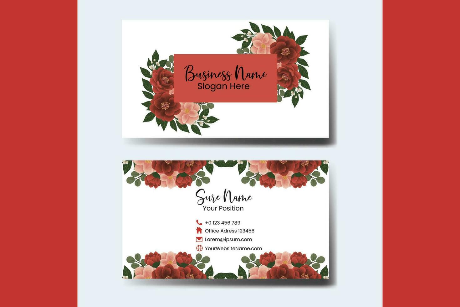 Business Card Template Camellia Flower vector