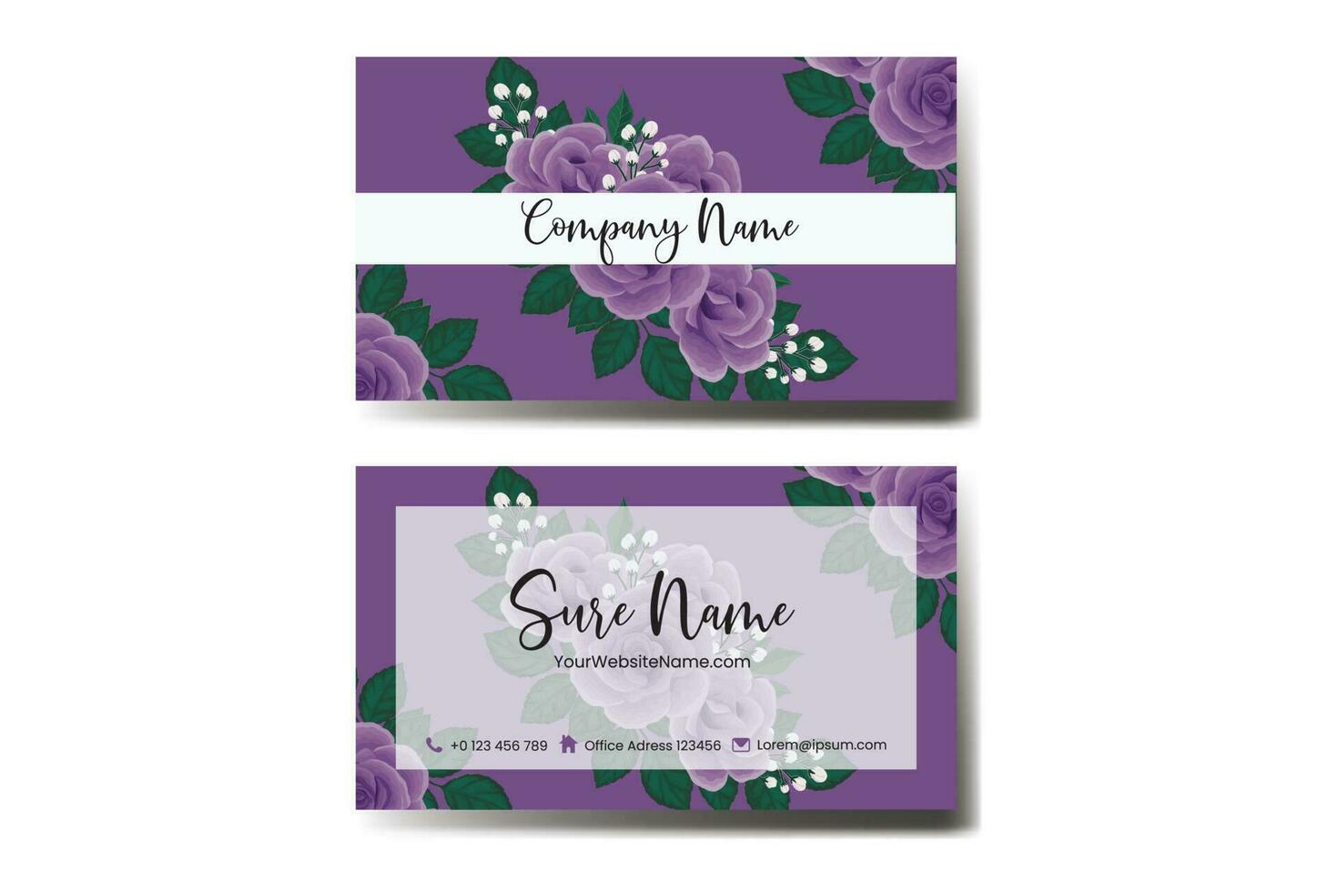 Business Card Template Purple Rose Flower vector