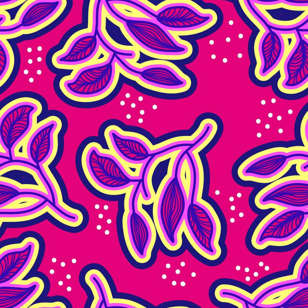 Seamless Floral Pattern in Retro 90s Style. Cute Botanical Contemporary Pattern. Trendy and Groovy Graphics for Fashion, Wallpaper, Wrapping Paper, Background, Print, Fabric, Textile and Apparel vector