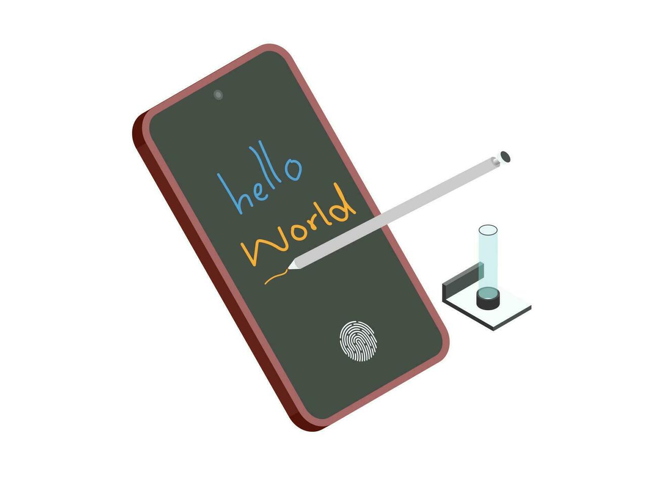 Digital Pencil Writing on Mobile Screen vector