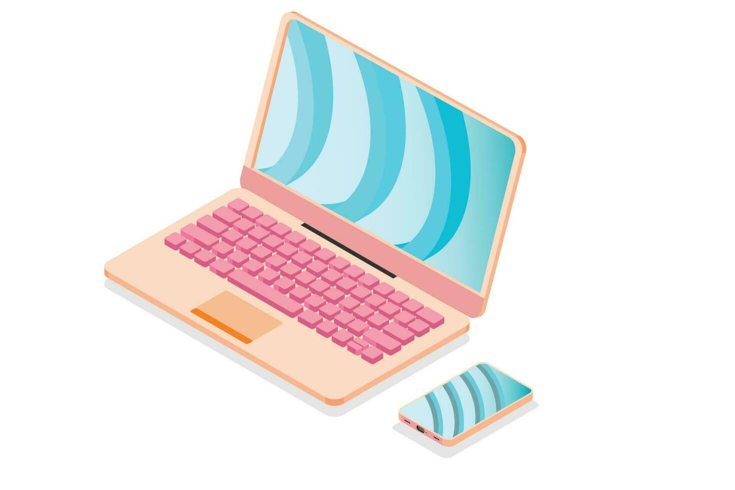 Laptop with Mobile vector