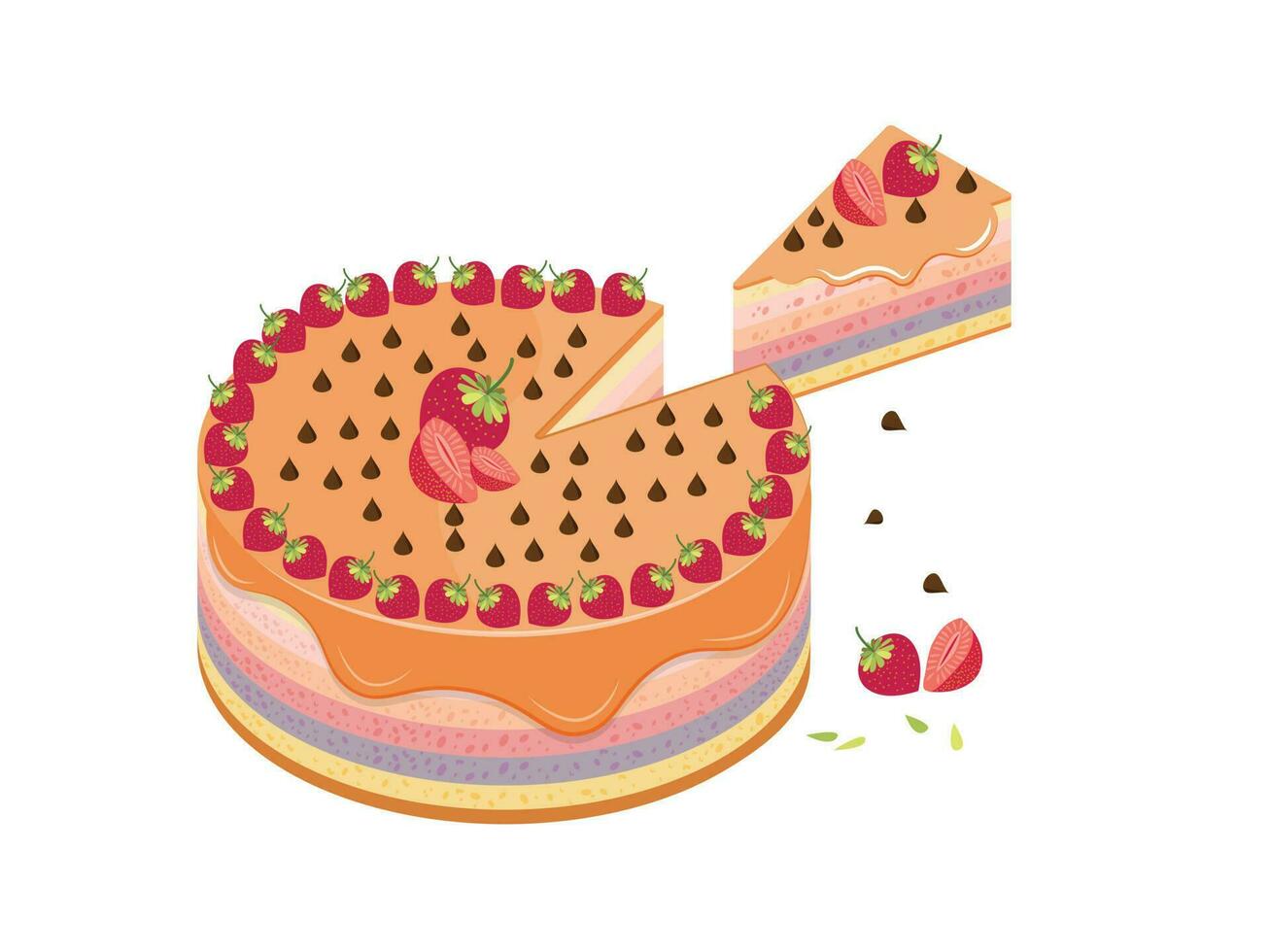 Strawberry Cream Cake Icon vector