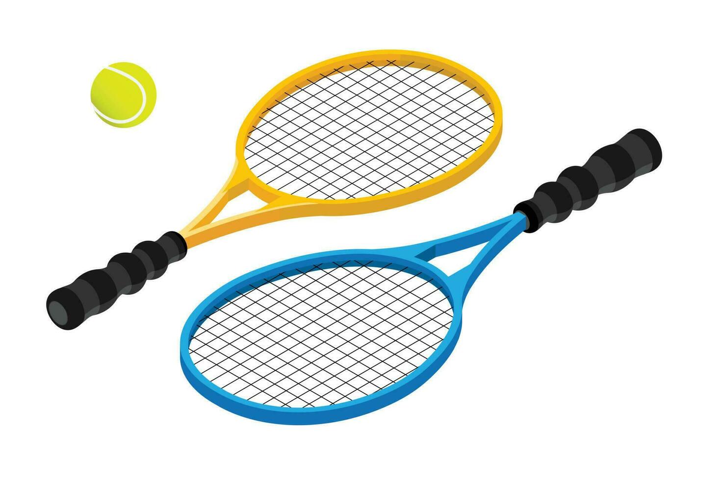 Isometric Opposite Direction Tennis Rackets Icon vector