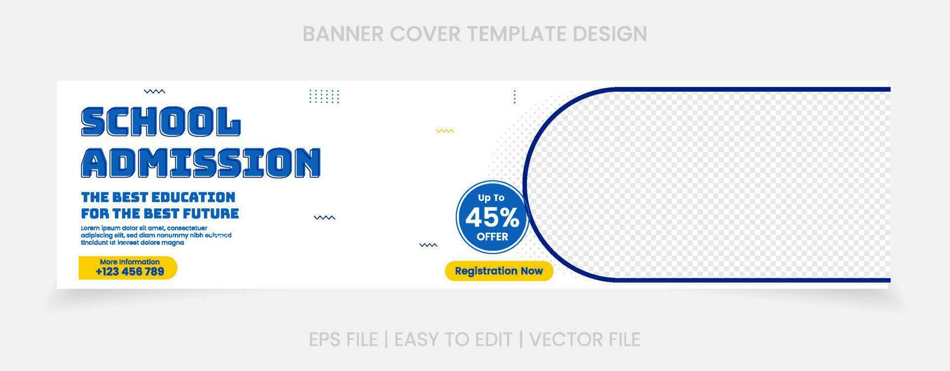 back to school admission banner cover website social media vector