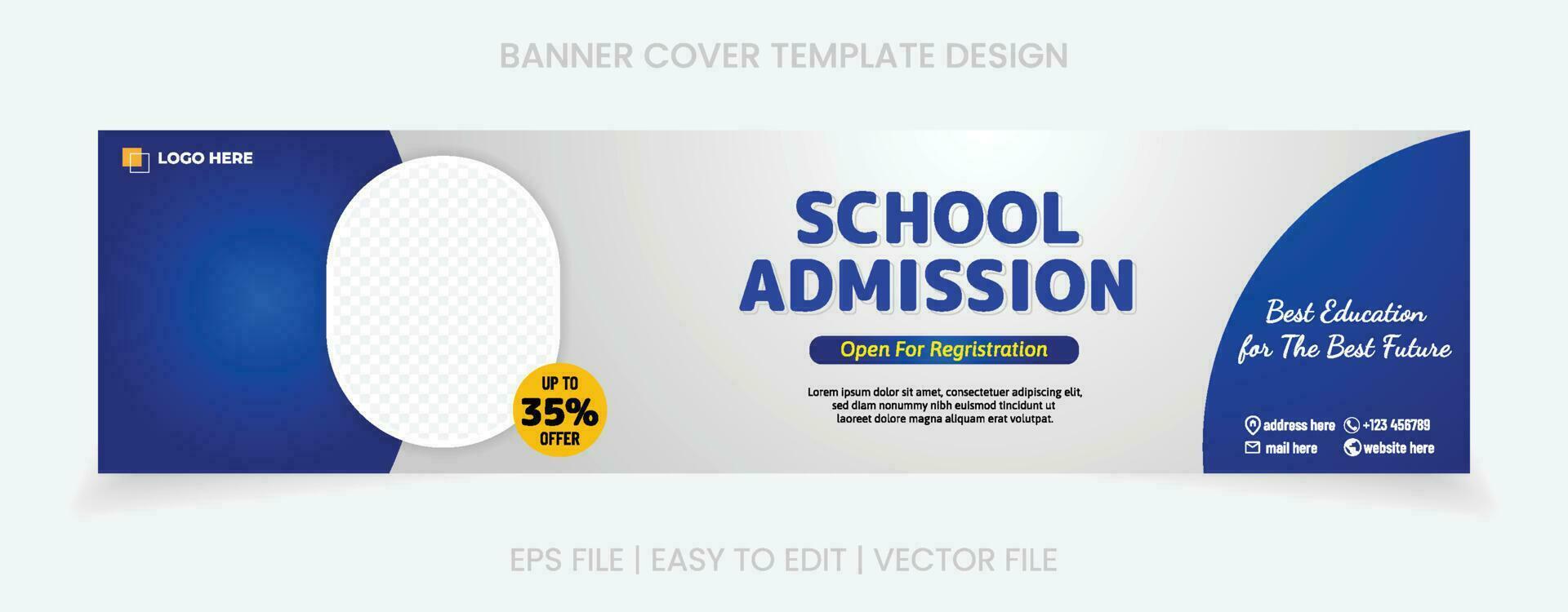 back to school admission banner cover website social media vector