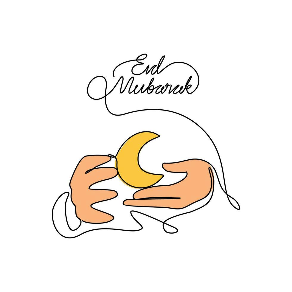 One continuous line drawing of a symbol for giving a gift for eid mubarak. Eid mubarak and Ramadan kareem design concept with simple linear style. Eid mubarak vector design concept.