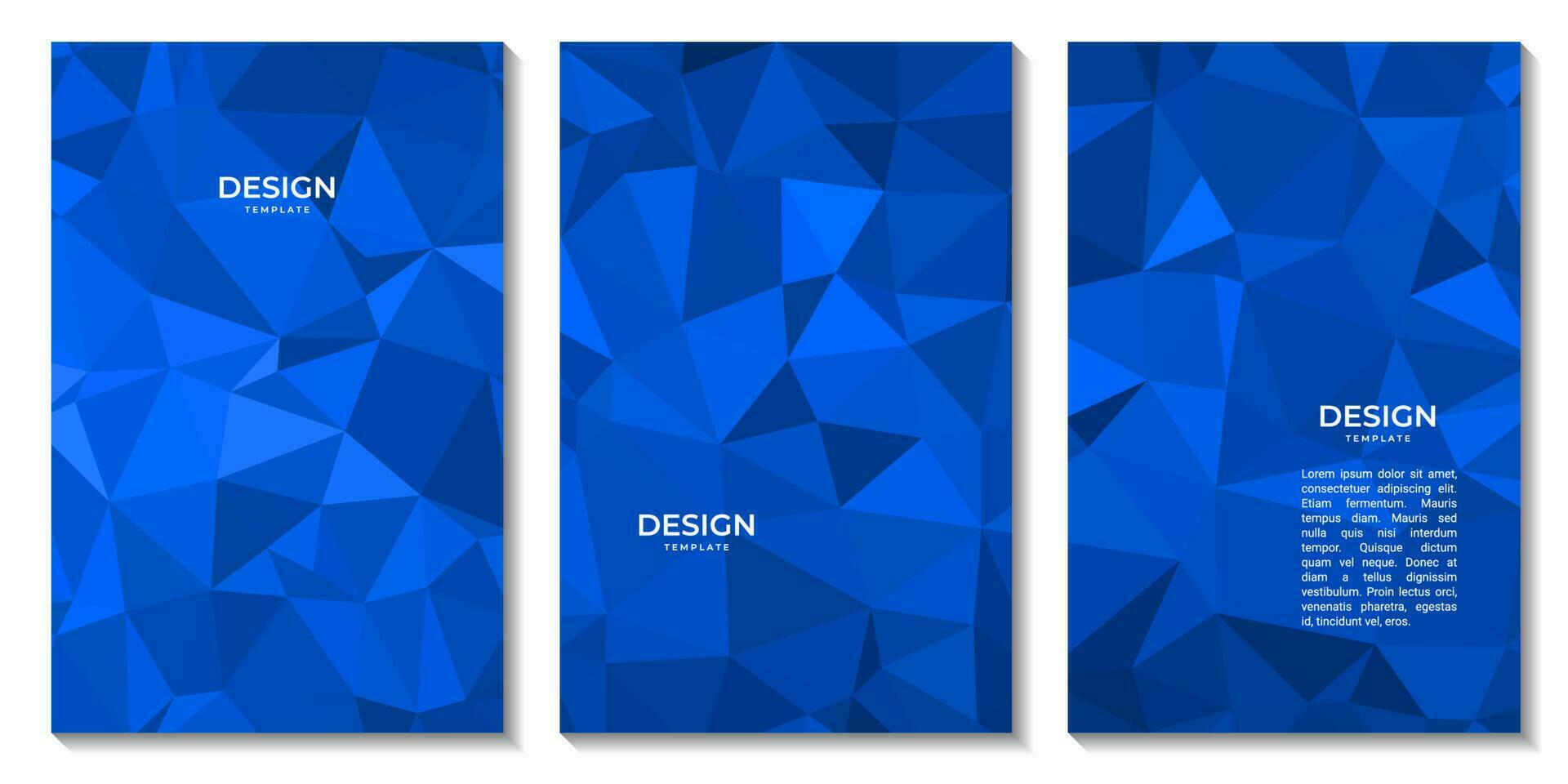 set of covers abstract blue background geometric triangles vector