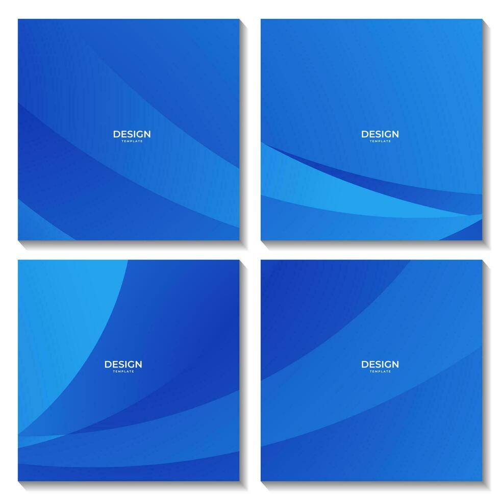 set of squares abstract blue wave gradient background vector