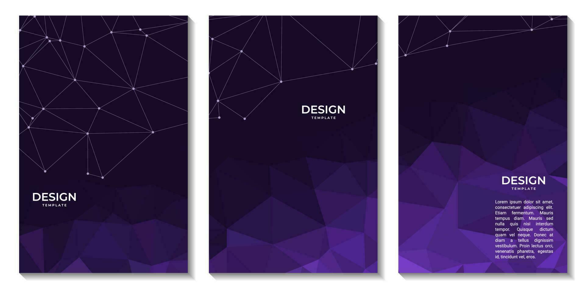 set of banners abstract 3d purple polygonal background vector illustration