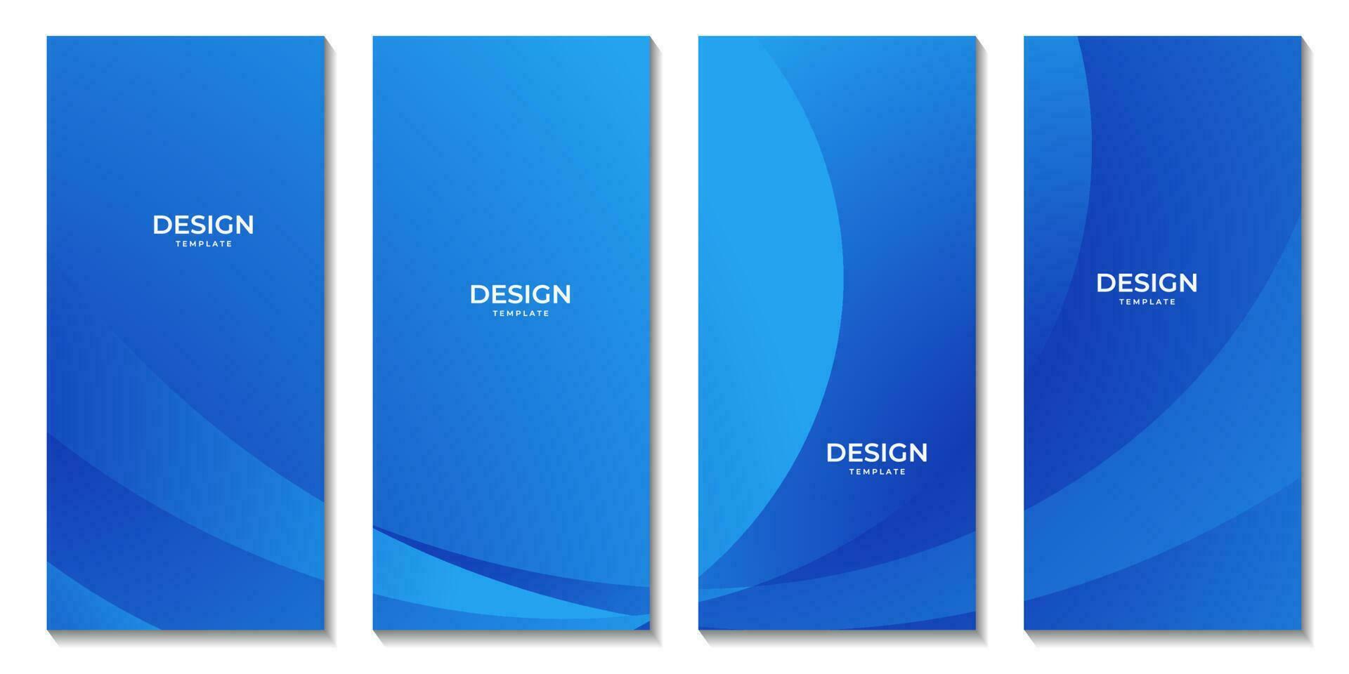 set of  abstract brochures blue wave gradient background vector