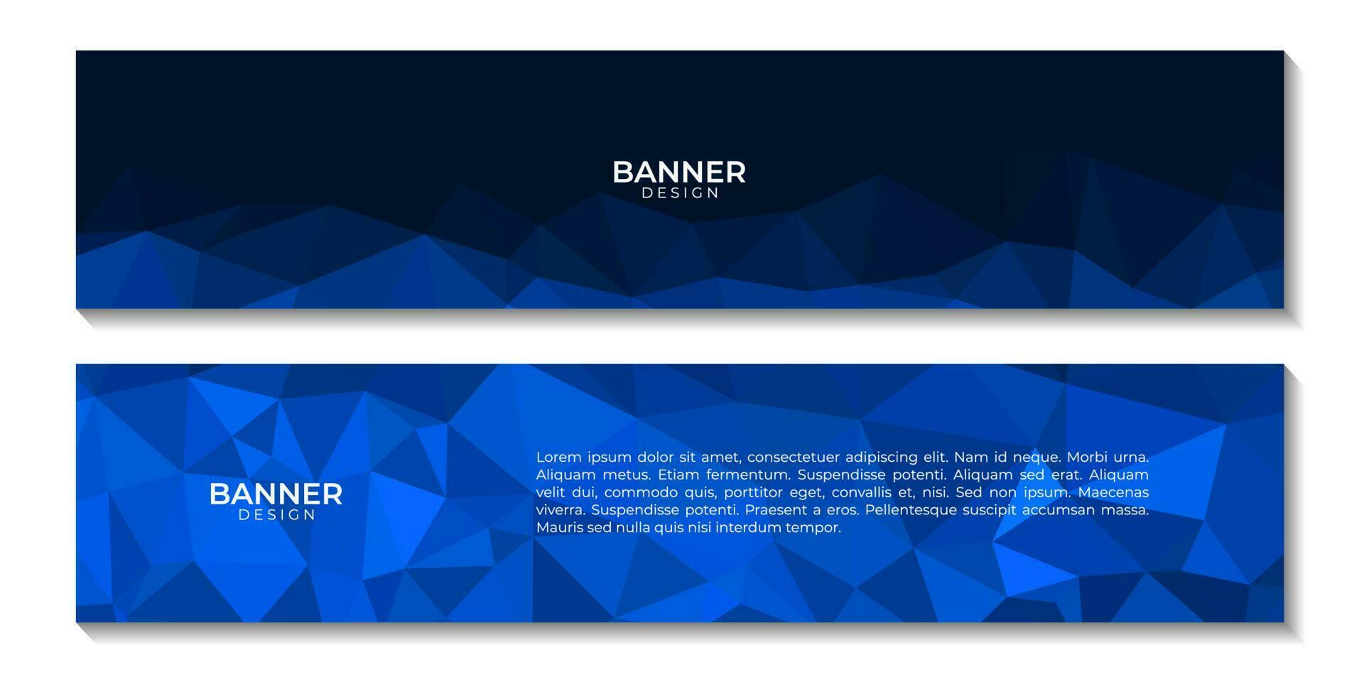 set of banners abstract blue geometric background with triangles and space for text vector