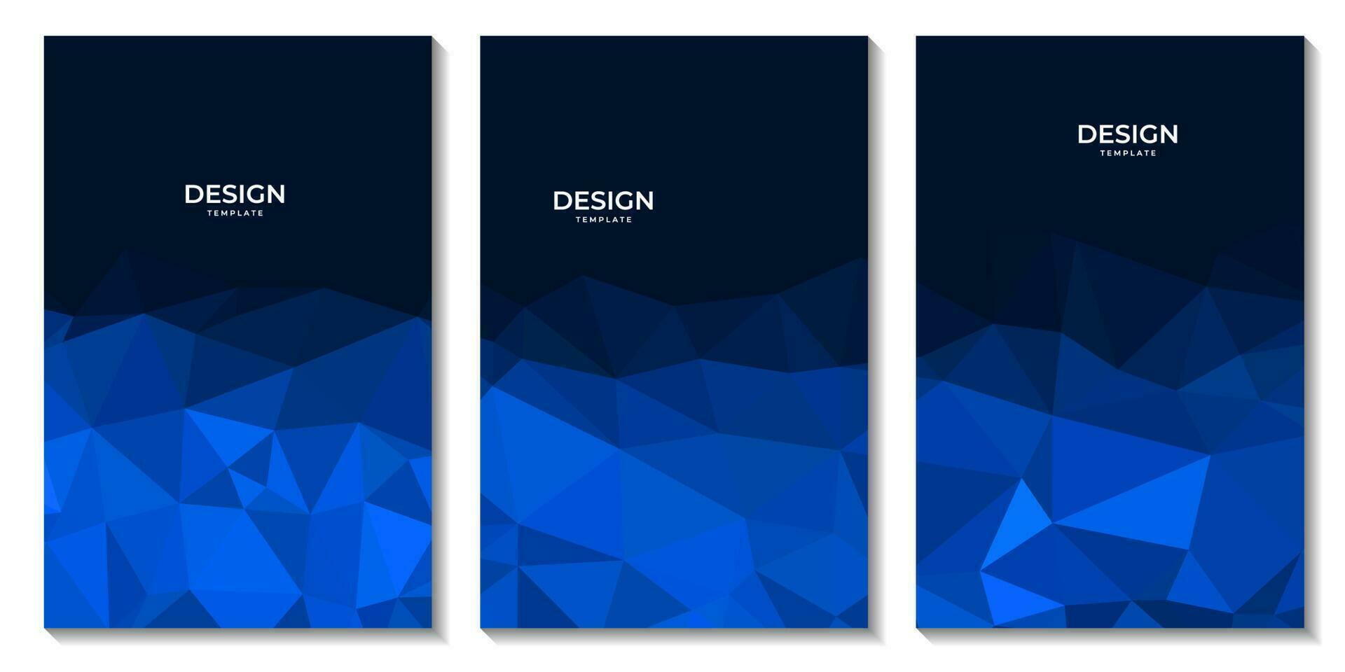 set of covers abstract blue geometric background with triangles and space for text vector