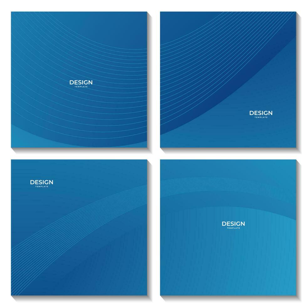 set of squares abstract modern blue wave background vector